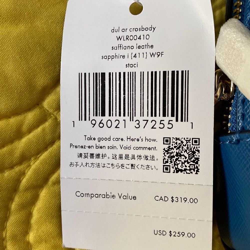 Kate Spade Staci Dual Zip Saffiano Leather Crossbody Bag, Sapphire Ice, NWT WLR0 - Picture 6 of 7